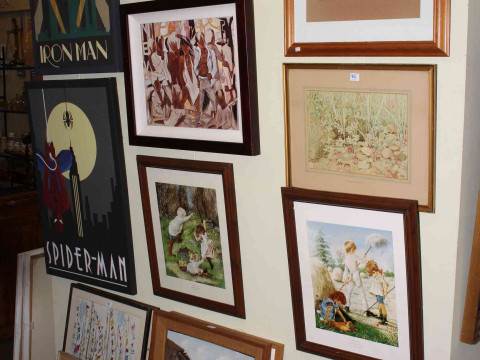 Collection of eighteen various paintings and prints including Continental...