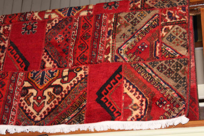 Fine traditional hand knotted Iranian patchwork rug, 1.83 by 1.50.