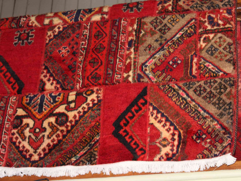 Fine traditional hand knotted Iranian patchwork rug, 1.83 by 1.50. thumbnail