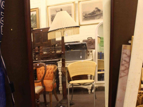 Large rectangular framed wall mirror, 199cm by 91.5cm.