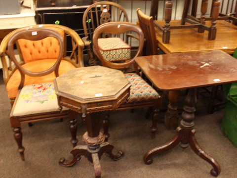 Victorian mahogany snap top occasional table, Victorian rosewood octagonal...