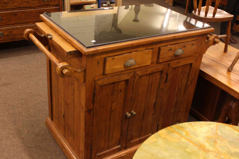Irish Coast Collection granite topped island kitchen cabinet, 88cm by 114cm by 60cm.