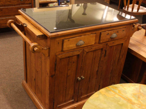 Irish Coast Collection granite topped island kitchen cabinet, 88cm by 114cm by 60cm. thumbnail