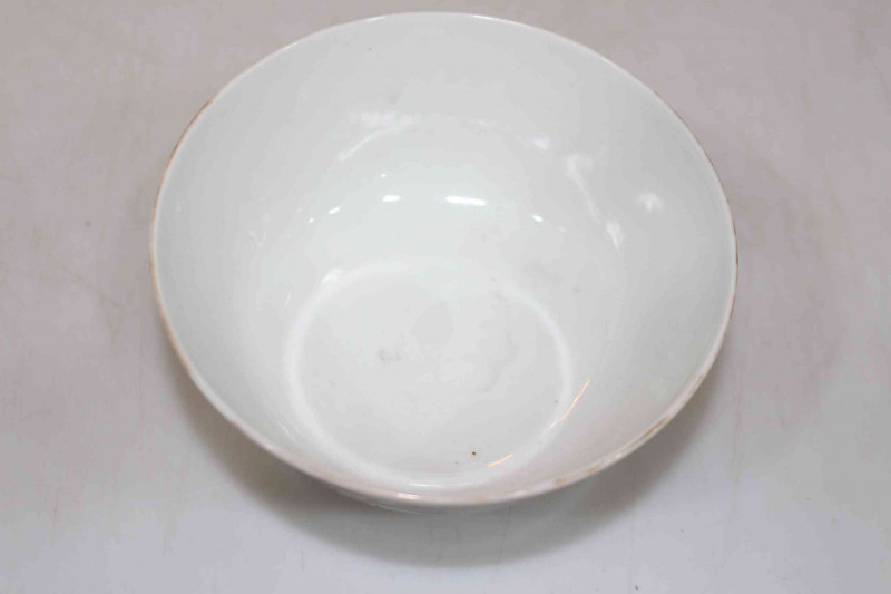 Pair Chinese Famille Rose cricket bowls, overglaze iron red four character mark (Hongxian), 11.5cm diameter with stands.