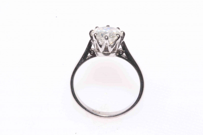 A lady's 18ct white gold diamond solitaire ring, comprising a round brilliant cut diamond set in an eight claw setting, approx. carat weight 1.76ct, colour j, clarity SI3, cut grade good, finish grade good, proportions good.