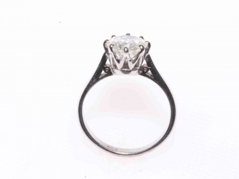 A lady's 18ct white gold diamond solitaire ring, comprising a round brilliant cut diamond set in an eight claw setting, approx. carat weight 1.76ct, colour j, clarity SI3, cut grade good, finish grade good, proportions good. thumbnail