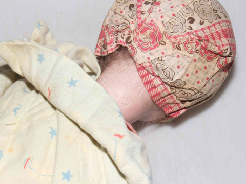 German bisque head doll with composition body, impress AH Germany 7 1/2, approximately 60cm. thumbnail