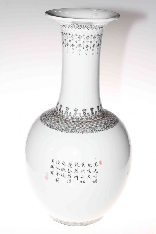 Large Chinese polychrome flower decorated vase, 55cm.