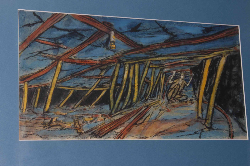 Tom McGuinness (1926-2006), Shot Firer, watercolour, unsigned, 18cm by 36cm, framed. Note: Purchased at our auction in February 2015 and described 'titled verso and numbered 30. The picture has been re-framed and this label is not visible. *ARR may apply to this lot.