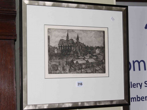 Tom McGuinness (1926-2006), Market Day, limited edition etching, signed...