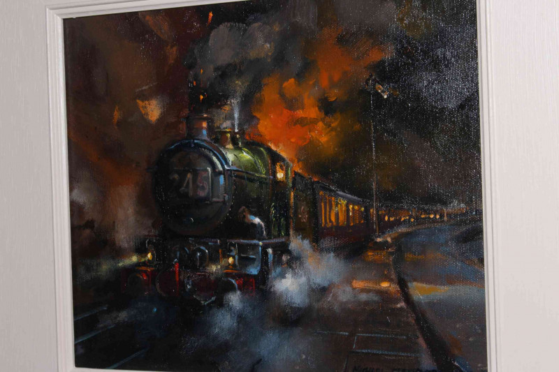 Michael Flanders, Are we There Yet, acrylic on board, signed and dated 2018, 24cm by 29cm, framed.