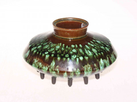 Linthorpe Pottery (Chr. Dresser) twelve leg vase, no. 277, 24cm diameter.