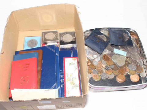 Box of coins.