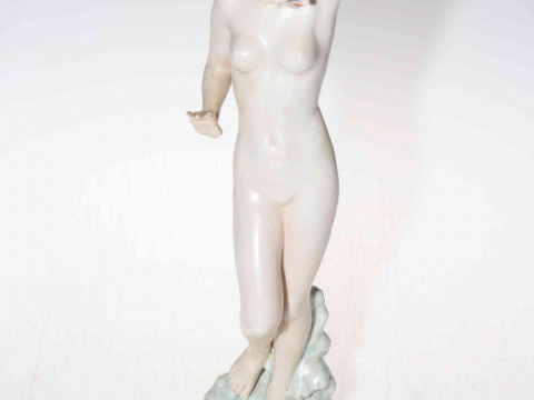 Royal Dux Elly Strobach figure of naked lady in Art Deco taste, 37cm.