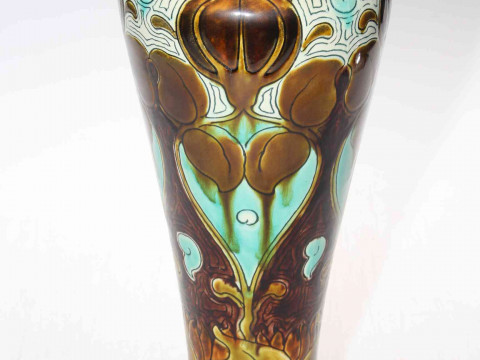 Burmantofts Faience Art Nouveau vase with stylised decoration, no. 2142,...