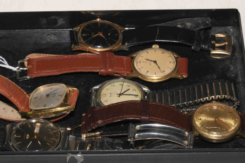 Collection of six gents wristwatches including Tudor SAB Bangkok, Seiko day date, and Deline automatic.
