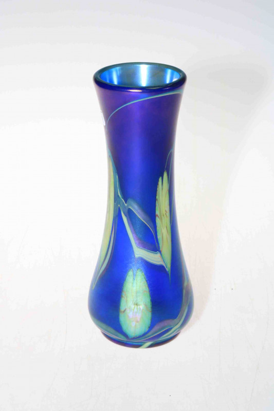 Signed Okra vase, D. Barras, 22cm high.