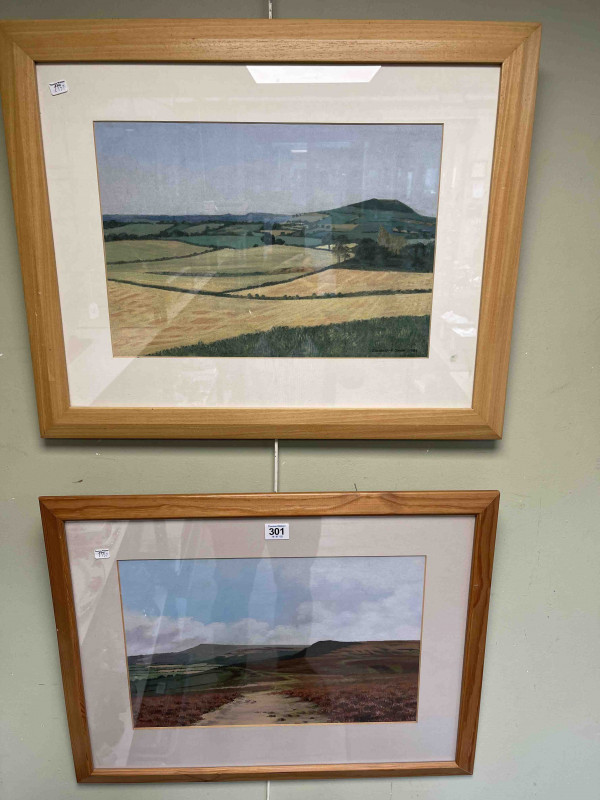 Elizabeth A. Smith, pair of landscape pastels, both signed and dated 27cm by 40cm, in glazed frames.