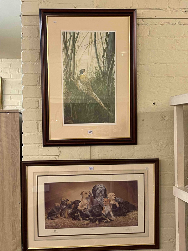 John J. Holmes, Pheasant in Undergrowth and Nigel Hemming, Friends for Life, two signed limited edition prints, in glazed frames.