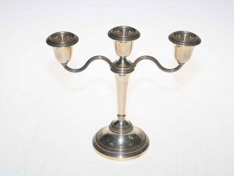 Silver three branch candelabra.