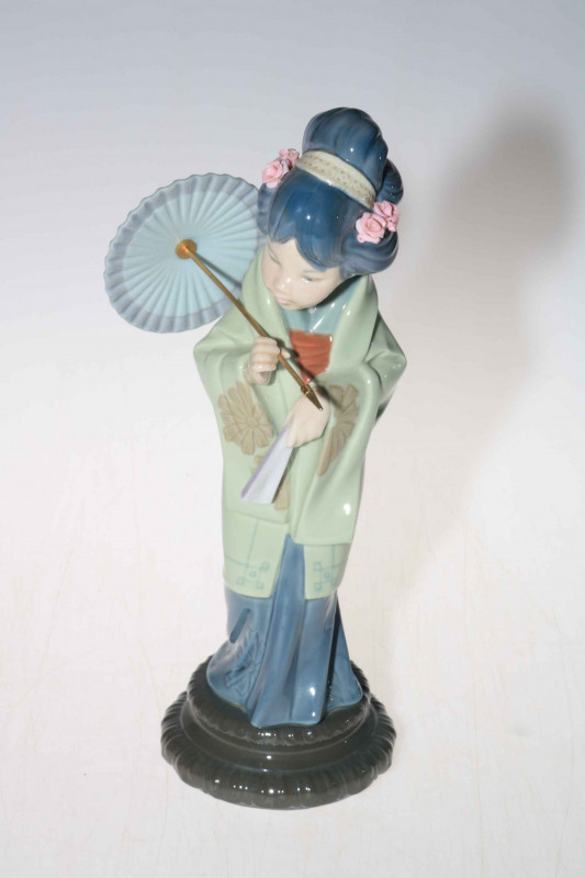 Lladro 'Oriental Spring' Geisha Girl with parasol, figure 28.5cm.