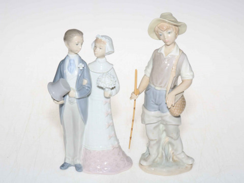 Two Lladro figures, Wedding Bride and Groom, 4808, 19.5cm, and 'Nino Pescado',...