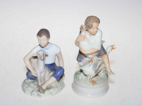 Two Royal Copenhagen and Bing & Grondahl figures, Goose Thief 2139 and...