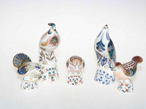 Five Minton 'Flights of Fantasy' birds, Maroa, Tiki, Elana, Tapu and Tiana.
