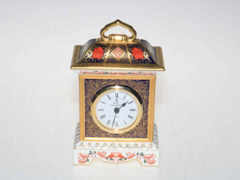 Royal Crown Derby 'Old Imari' mantel clock, 18cm.