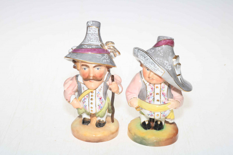 Two Royal Crown Derby Mansion House dwarf figures, tallest 18cm.