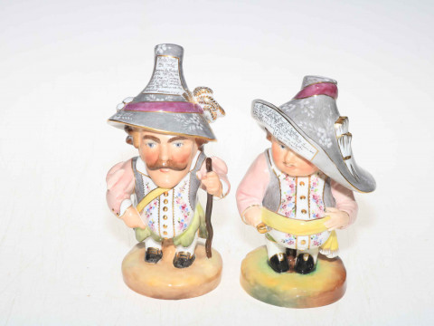 Two Royal Crown Derby Mansion House dwarf figures, tallest 18cm.