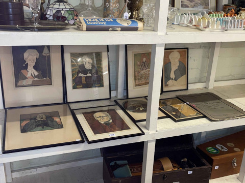 Collection of eight Kapp, Law Journal caricatures, and folder of Lem's...