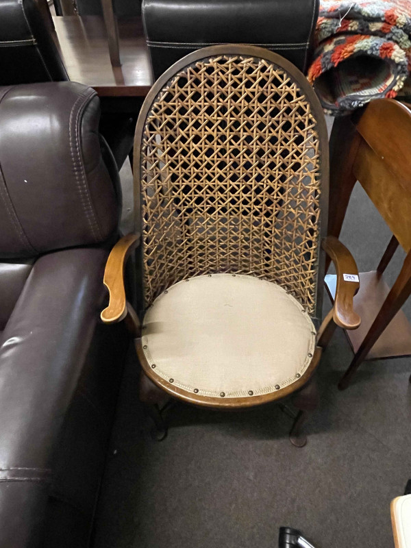 Contemporary leather and beech finish swivel desk chair, cane panelled back occasional armchair and small drop leaf writing table (3).