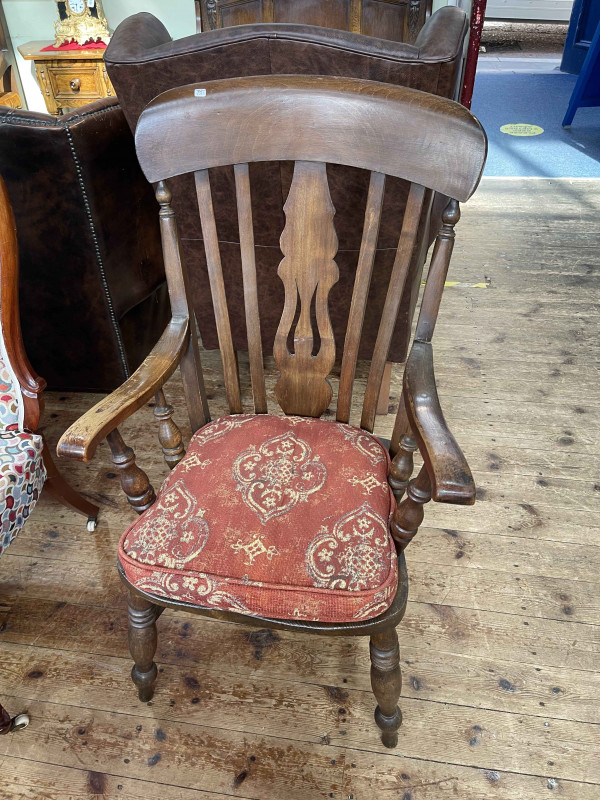 Pierced splat back farmhouse style armchair.