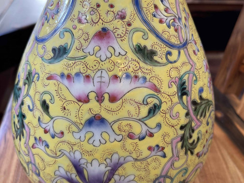 Large Chinese Republic yellow ground vase, 34cm. thumbnail