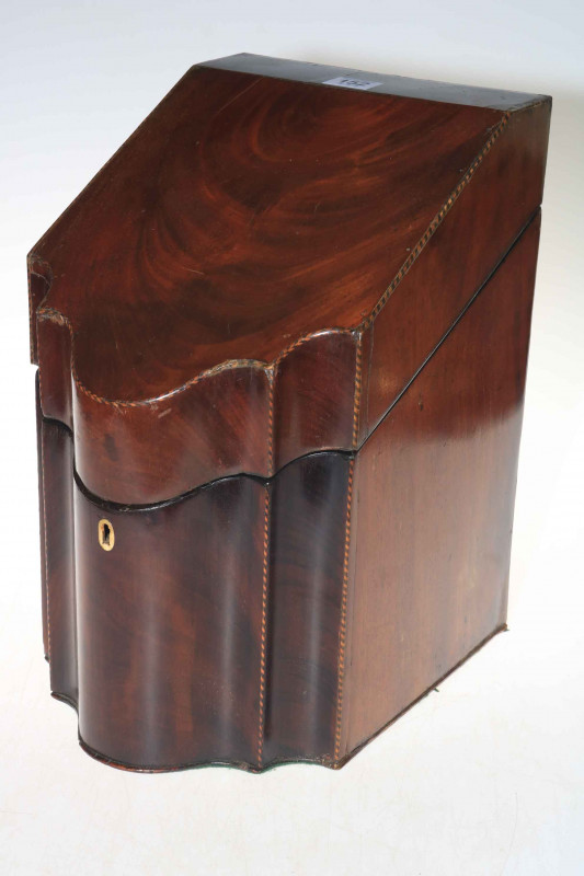 19th Century mahogany knife box, 36cm high.