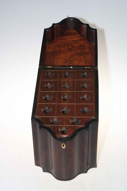 19th Century mahogany knife box, 36cm high.
