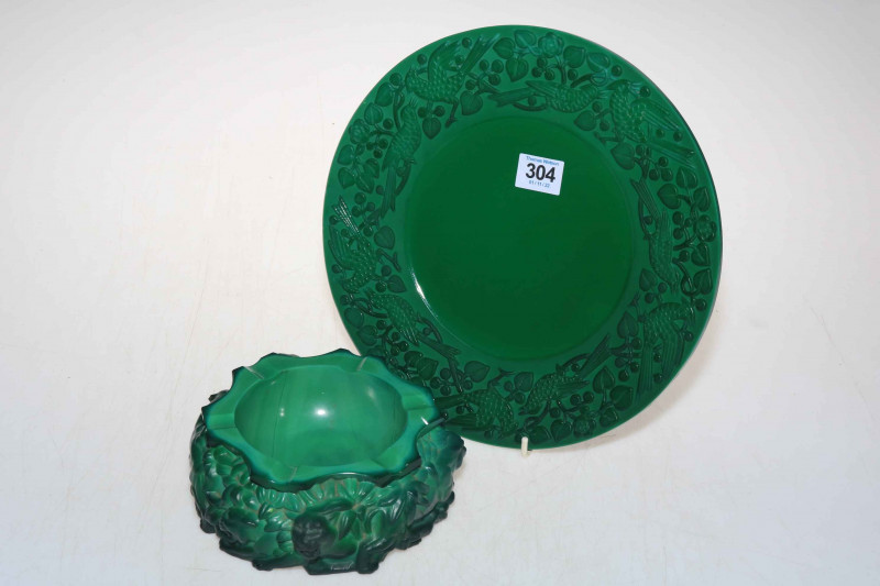 Malachite ashtray and charger.