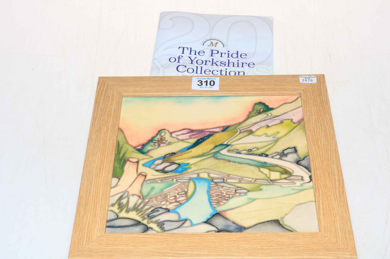 Moorcroft plaque 'Bronte's Bridge' Yorkshire, limited edition in box.