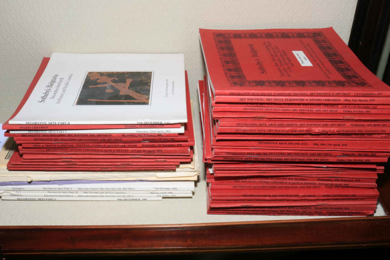 Collection of Art Nouveau, Art Deco, Studio Pottery and Decorative Arts Sotheby's Belgravia catalogues c1980s.