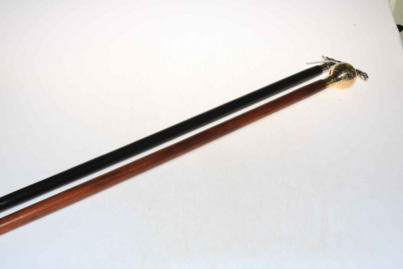 Jaguar handled walking stick and globe mounted walking stick.