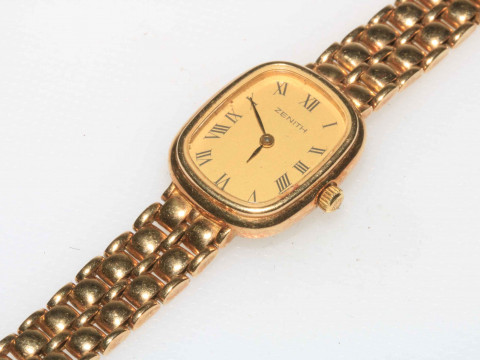 Zenith ladies 9 carat gold bracelet watch, with box. thumbnail