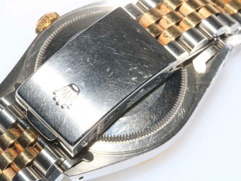 Rolex Oyster Perpetual Datejust gold and stainless steel gents watch, case 33mm across, dial 28mm, with box. thumbnail