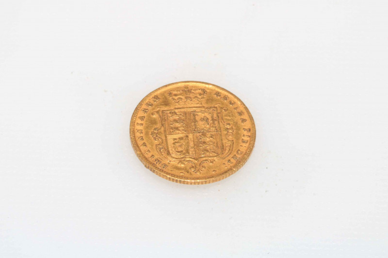 Victorian gold half sovereign, 1883.