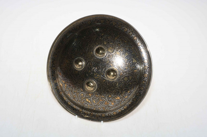 Indo-Persian finely inlaid small shield.