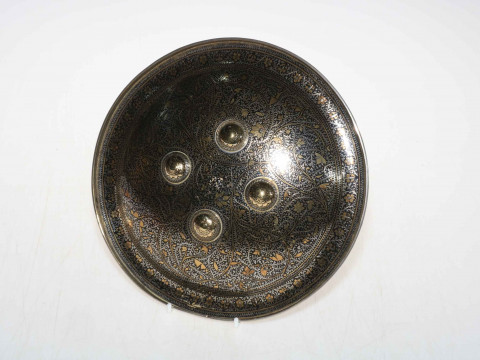Indo-Persian finely inlaid small shield.