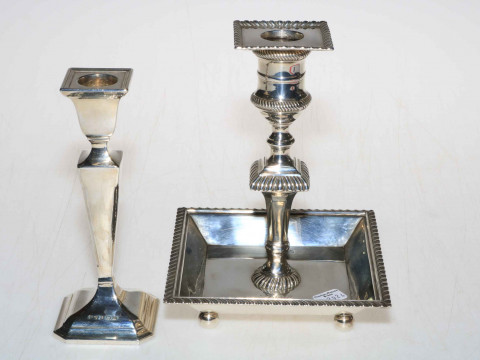 Edwardian silver chamber candlestick with gadroon borders, Sheffield 1901,...