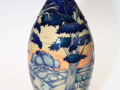 Moorcroft trial vase decorated with rural scene 2013, 26cm high, with...