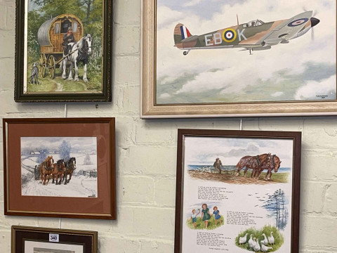 Collection of five various DM & EM Alderson paintings including horses,...
