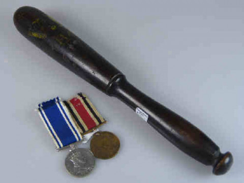 Victorian Police Truncheon and Two Medals